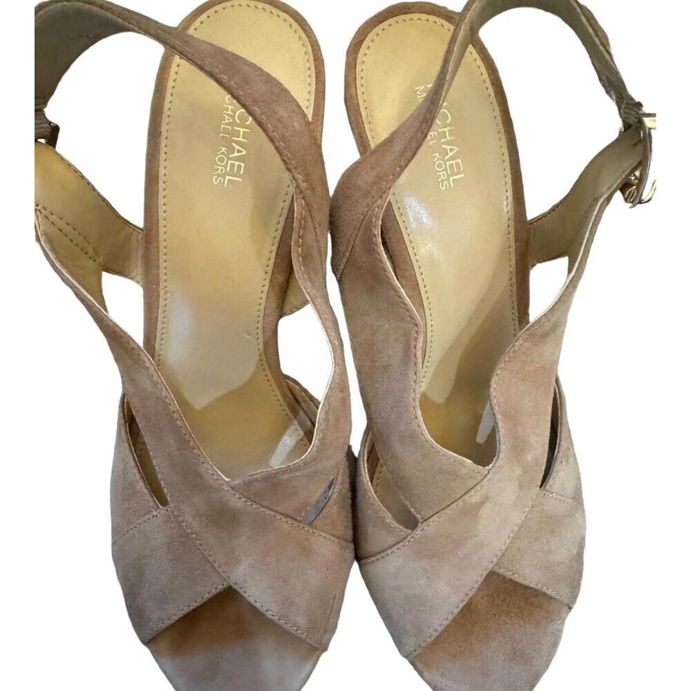 Michael Kors | Women's Tan Open Toe Heels | Size 8 | 0936